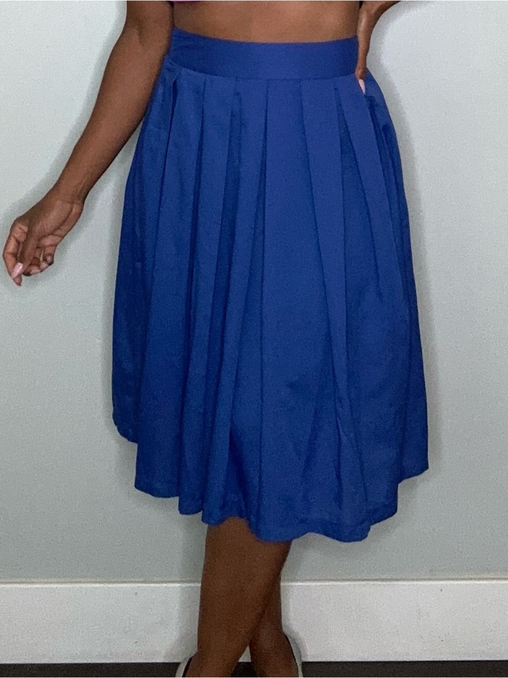 Elegant Royal Blue Circle Skirt with Pleats